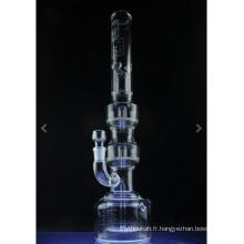 Tuyau d&#39;eau fumante en verre Triple Geyser Perc avec bouchon de vidange (ES-GB-556)